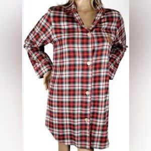 Ralph Lauren Plaid Flannel sleep Shirt with Embroidered Crest size Xl